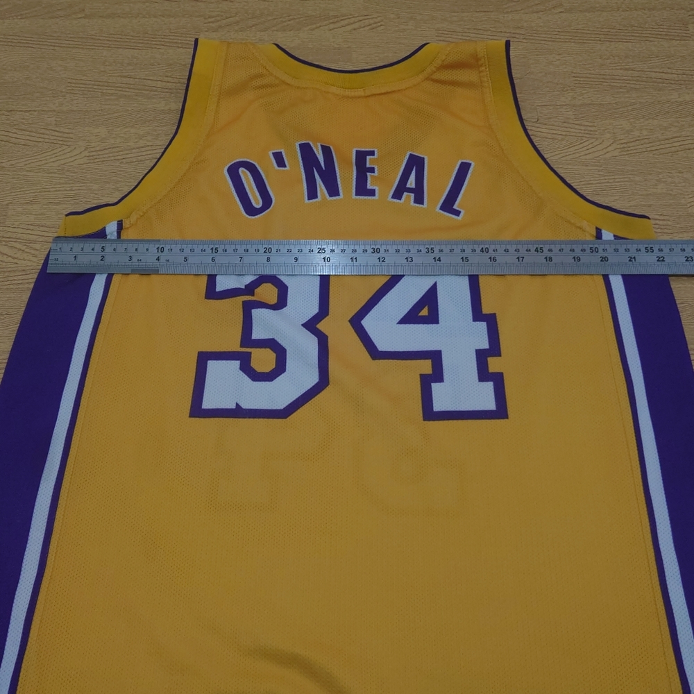 Vintage Shaquille O'Neil LA Lakers Champion Jersey Yellow Purple #34 Large - Picture 10 of 12